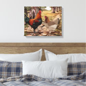 Marans Hen und Rooster in einer waldreichen Umgebu Leinwanddruck (Insitu (Schlafzimmer))