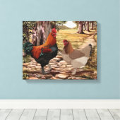 Marans Hen und Rooster in einer waldreichen Umgebu Leinwanddruck (Insitu (Holzboden))