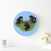 Marans schwarze kupferne Küken Große Wanduhr (Zuhause)