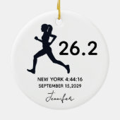 Marathon 26,2 Läuferin mit individuellem Namen Keramik Ornament (Hinten)