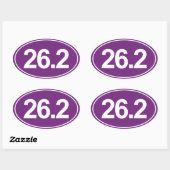 Marathon 26.2 Miles Oval Sticker (Lila) (Blatt)