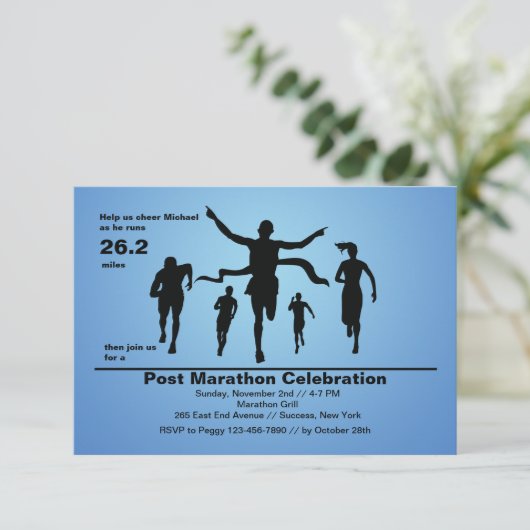 Marathon beendet Einladung (Stehend Vorderseite)