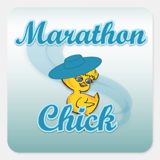 Marathon Chick #3 Quadratischer Aufkleber (Vorderseite)