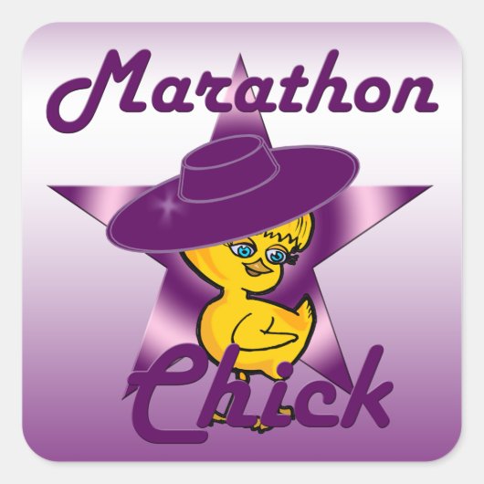 Marathon Chick #9 Quadratischer Aufkleber (Vorderseite)