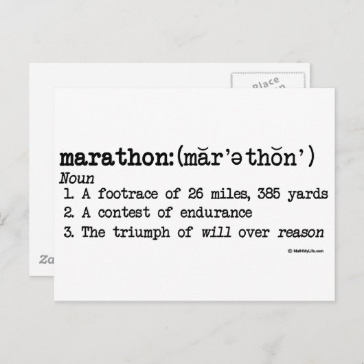 Marathon Defnition Postkarte (Vorne/Hinten)