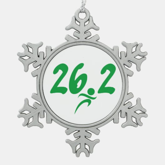 Marathon des Grüns 26,2 Schneeflocken Zinn-Ornament (Vorderseite)