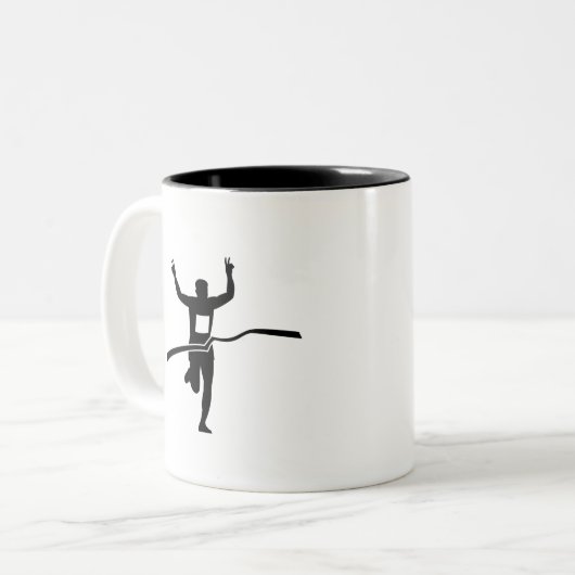 Marathon Finner Race Silhouette Zweifarbige Tasse (Vorderseite Links)