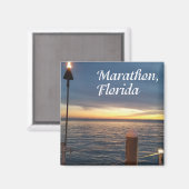 Marathon, Florida Keys mit Sonnenuntergang Foto Magnet (Vorderseite/Rückseite)