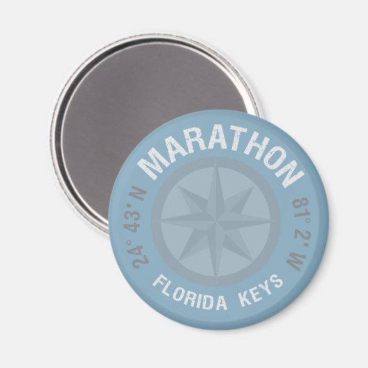 Marathon Florida Keys Nautical Latitude Longitude Magnet (Vorderseite/Rückseite)