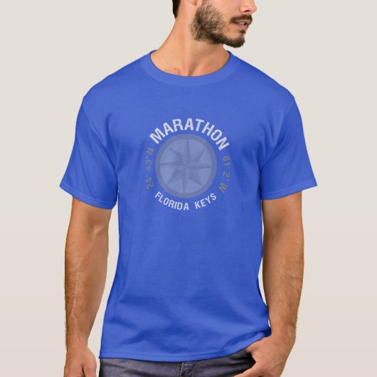 Marathon Florida Keys nautischer Breitengrad Länge T-Shirt (Vorderseite)