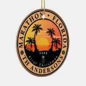 Marathon Florida Retro Sunset Palm Tree 80er Keramik Ornament (Rechts)