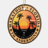 Marathon Florida Retro Sunset Palm Tree 80er Keramik Ornament (Links)
