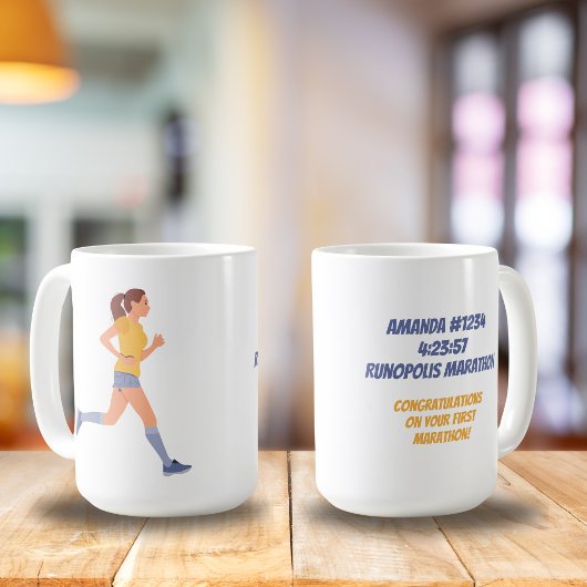 Marathon Frauen Name Zeit und Ort Personalisiert Kaffeetasse