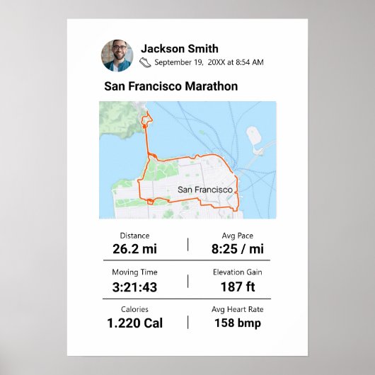 Marathon | Halbmarathon Custom Map Best Runner Poster (Vorne)