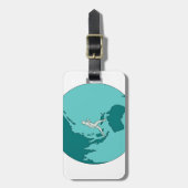 Marathon-Läufer um Weltdas zeichnen Gepäckanhänger (Vorderseite vertikal)