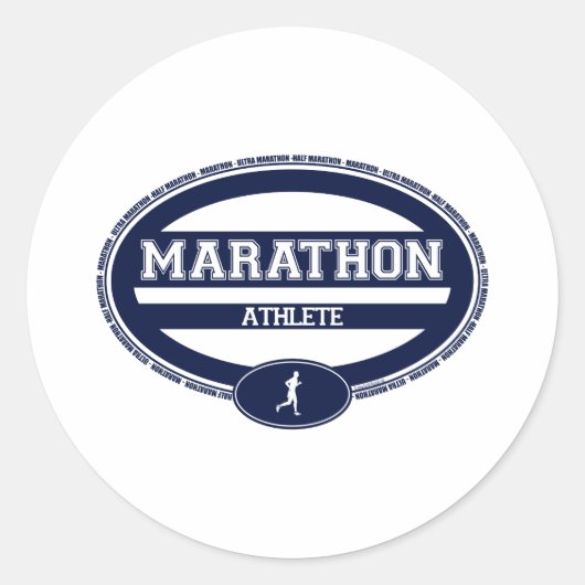 Marathon Oval für Sportler und Zuschauer Runder Aufkleber (Vorderseite)