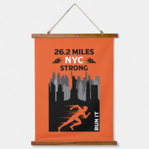 Marathon Runner New York 26,2 Wandteppich Mit Holzrahmen