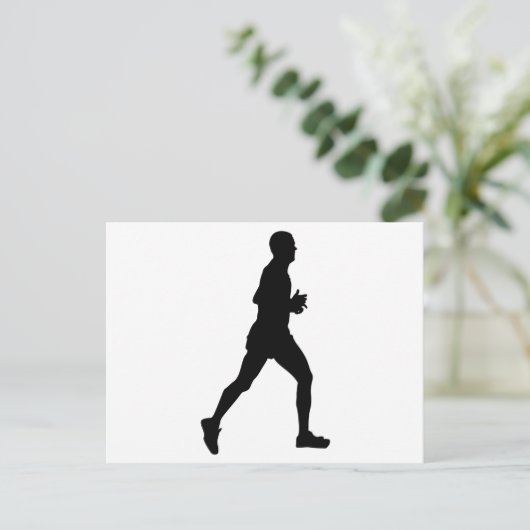 Marathon Runner Silhouette Postkarte (Stehend Vorderseite)