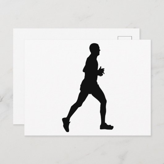 Marathon Runner Silhouette Postkarte (Vorne/Hinten)