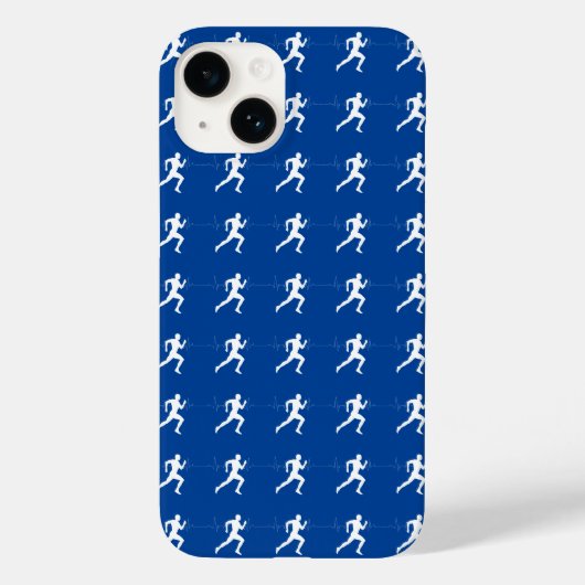 Marathon Runners & Heartbeat Line auf Blue Case-Mate iPhone Hülle (Rückseite)