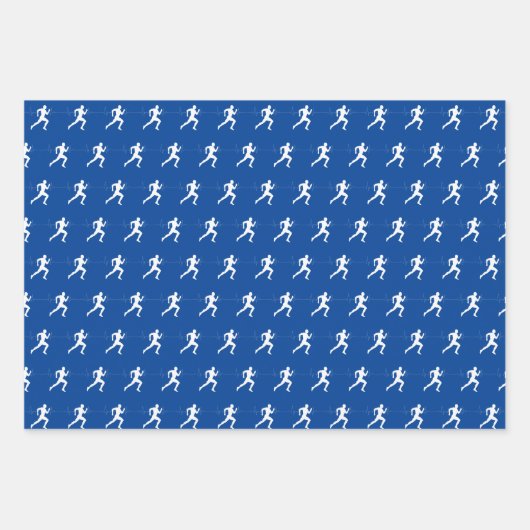 Marathon Runners on Blue Geschenkpapier Set (Vorderseite 2)