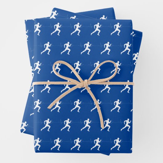 Marathon Runners on Blue Geschenkpapier Set (Beispiel)