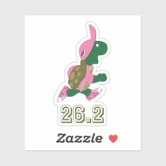 Marathon Running Turtle in Pink Aufkleber (Blatt)