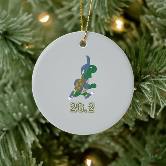 Marathon Turtle Runner in Blue Keramik Ornament (Baum)