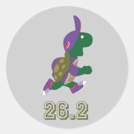 Marathon Turtle Runner in Lila Runder Aufkleber