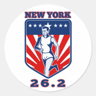 Marathonläufer New York 26,2 Runder Aufkleber