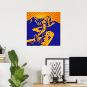 Marathonläufer oder Jogger auf der Bergstraße Poster (Heimbüro)
