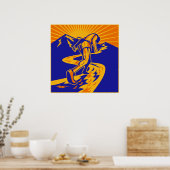 Marathonläufer oder Jogger auf der Bergstraße Poster (Küche)