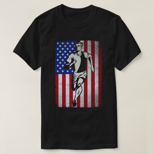 Marathonläufer und Jogger unter amerikanischer Fla T-Shirt (Design vorne)