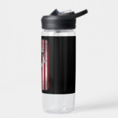 Marathonläufer und Jogger unter amerikanischer Fla Trinkflasche (Links)