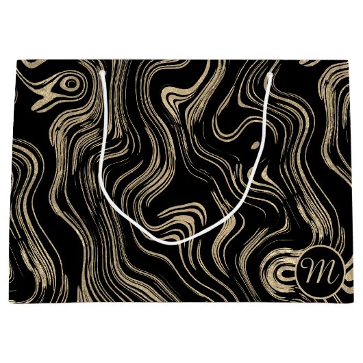 Marbed Gold Monogram Gift Bag Große Geschenktüte (Vorderseite)