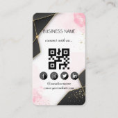 Marbel Black-Gold Social Media QR-Code Visitenkarte (Vorderseite)