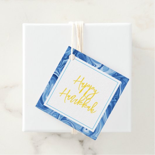 Marbelized Paint Swirl Kunst-Urlaub Happy Hanukkah Geschenkanhänger (Beispiel)