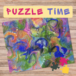 Marbella Art Mai blau grün orange - schwierig Puzzle