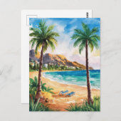 Marbella Beach Spanien Aquarellbilder Postkarte (Vorne/Hinten)