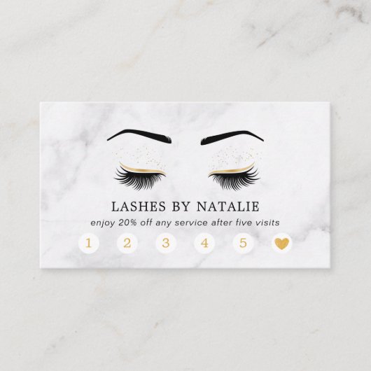 Marbella Black and Gold Lash Brow Salon Loyalty Ca Visitenkarte (Vorderseite)