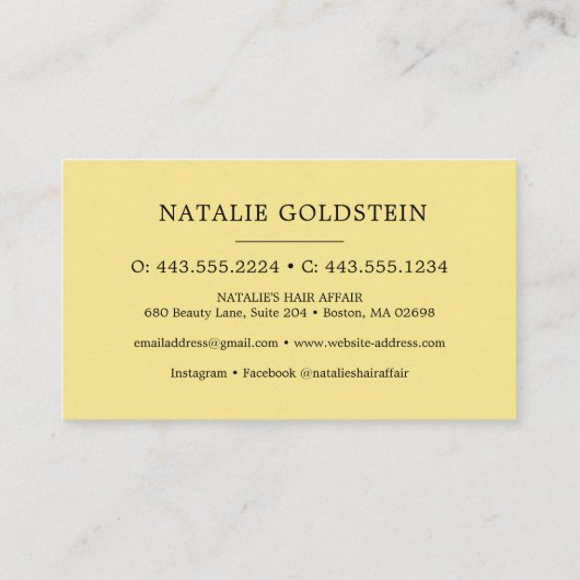 Marbella Black Gold Haar Schere Ernennung Karte (Rückseite)