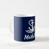 Marbella - Blau-Weiß-Tasse im maritimen Stil Kaffeetasse (Vorderseite Links)
