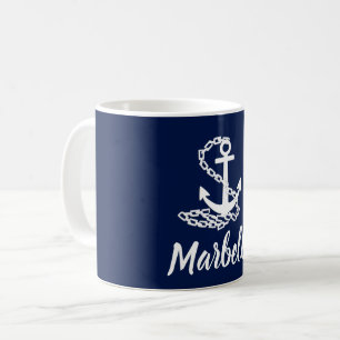 Marbella - Blau-Weiß-Tasse im maritimen Stil Kaffeetasse