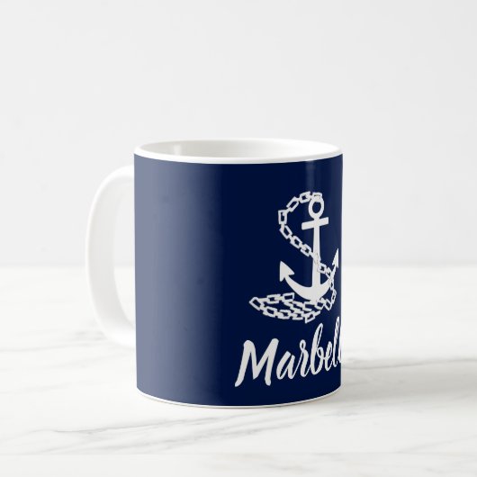 Marbella - Blau-Weiß-Tasse im maritimen Stil Kaffeetasse (Vorderseite Links)