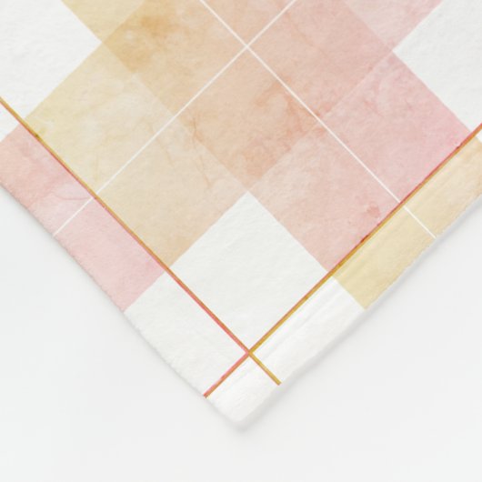 Marbella Champagner Peach Pink Kariert Fleecedecke (Ecke)