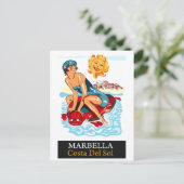 Marbella, Costa del Sol, Spanien Happy Swimmer Postkarte (Stehend Vorderseite)