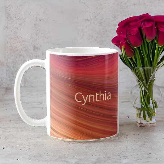 Marbella Earth Strata, rot Lila und Gold Monogram Kaffeetasse