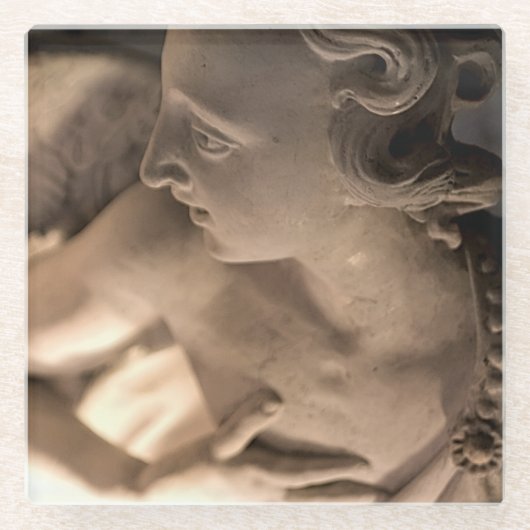 Marbella Engel Skulptur Kunst Glasuntersetzer (Vorderseite)