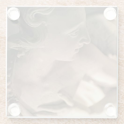 Marbella Engel Skulptur Kunst Glasuntersetzer (Rückseite)