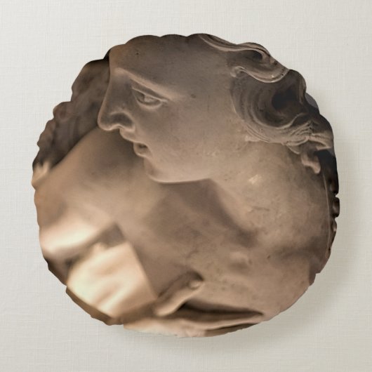 Marbella Engel Skulptur Kunst Rundes Kissen (Vorderseite)